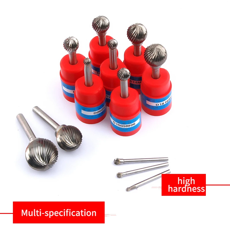 YG8 Alloy Rotary File Carbide Grinding Head Tungsten Steel Milling Cutter File Single Slot Tooth Ball Head Round Ball D-Type