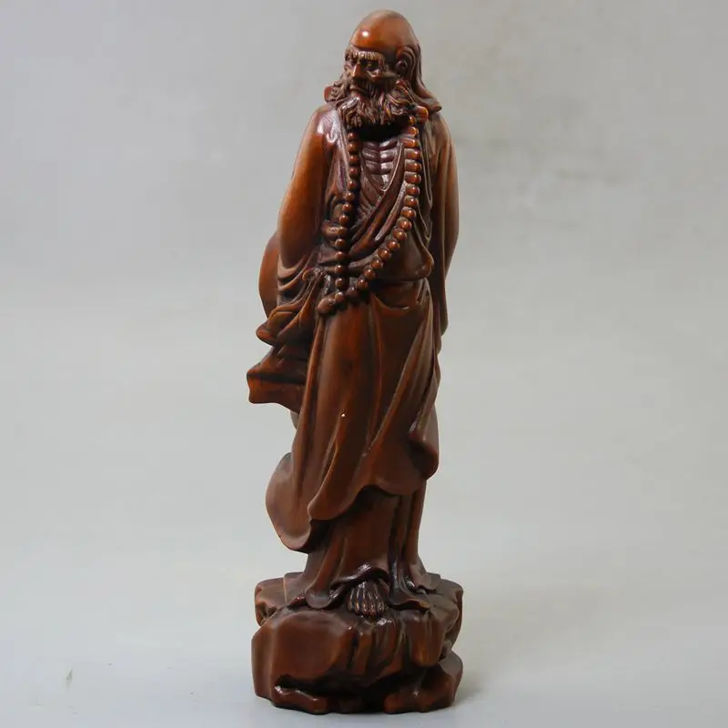 

Collection Chinese Boxwood Wood Buddism Dharma Statue Solid Wood Crafts Gift