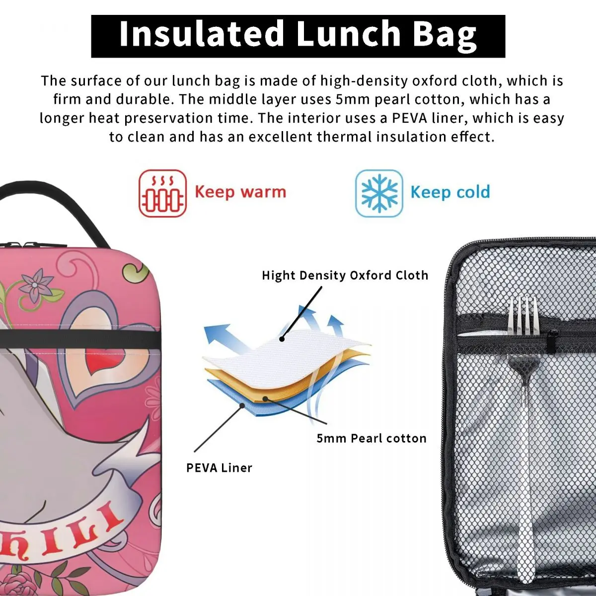 حقيبة غداء هزلاند هزلية، صندوق غداء للسفر للبالغين، تصميم جرافيك كاجوال، حقائب غداء حرارية، حقيبة تبريد محمولة أكسفورد