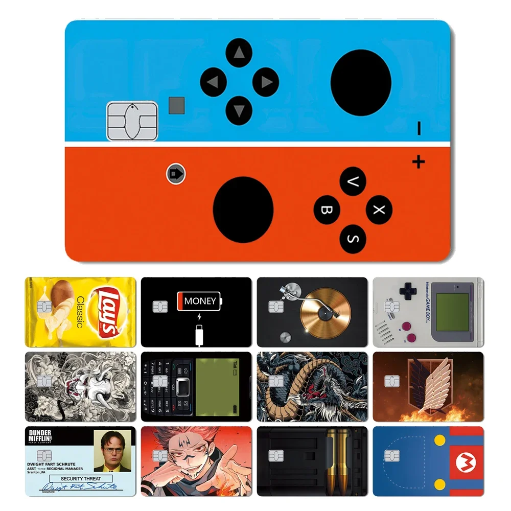 Phone Game Machine Dragon Tiger Poker Mario Evil Anime Matte PVC Sticker Film Tape Skin for Debit Credit Card