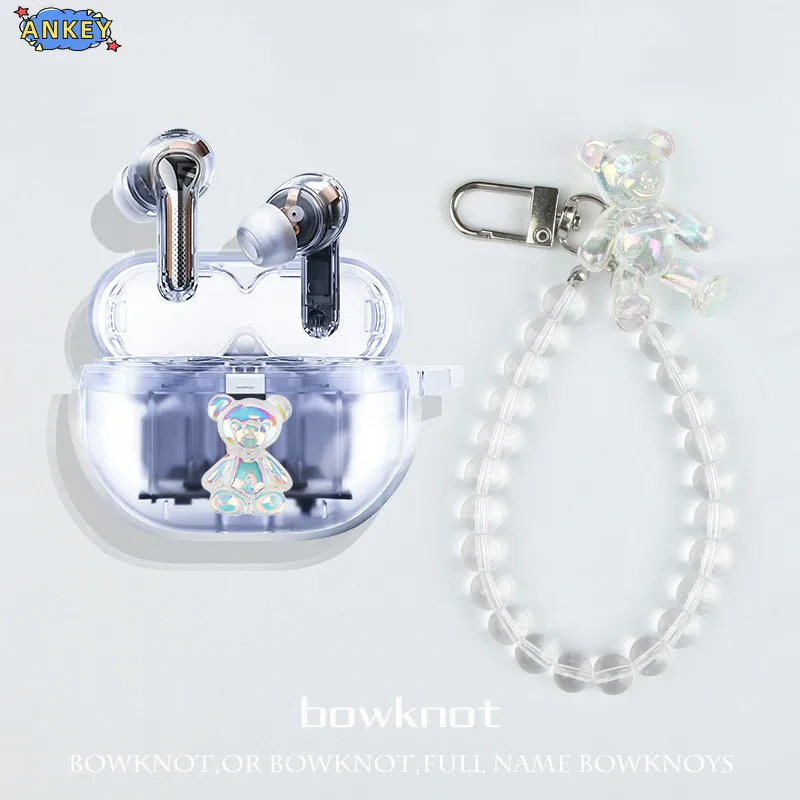 Case for SoundPEATS Capsule3 Pro Pro+ Plus Protective Transparent TPU Bowknot Covers Earphone Shell Headphone Portable Shell