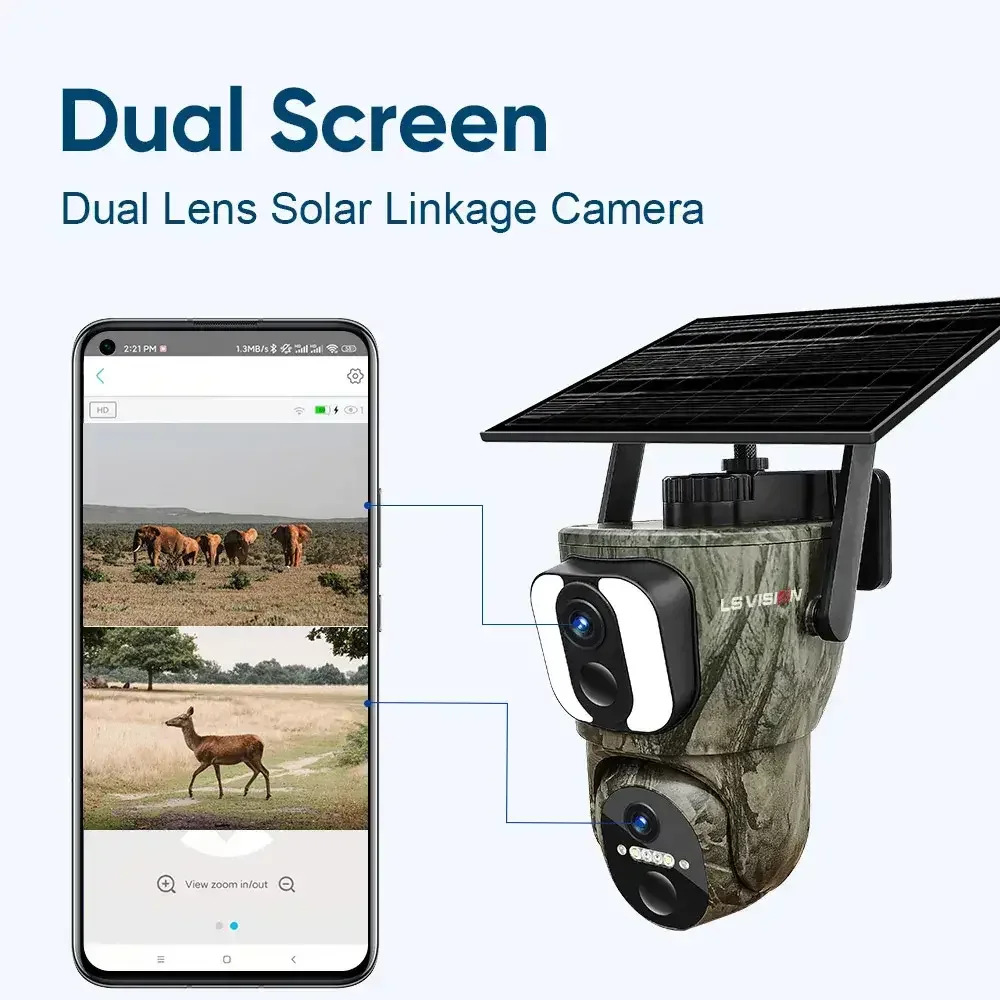 LS VISION 4G Solaire Caméras de Sécurité Sans Fil wifi En Plein Air 3K HD Vidéo Surveillance Faune Vision Nocturne Humaine/Animal Détection