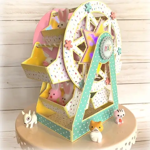 KSCRAFT 3D 관람차 금속 절단 다이 스텐실 DIY Scrapbooking 장식 엠보싱 DIY 종이 카드