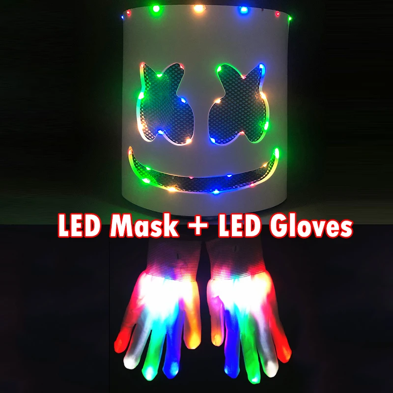 LED DJ マスク ヘッドギア リアルなマシュメロ マスク 通気性