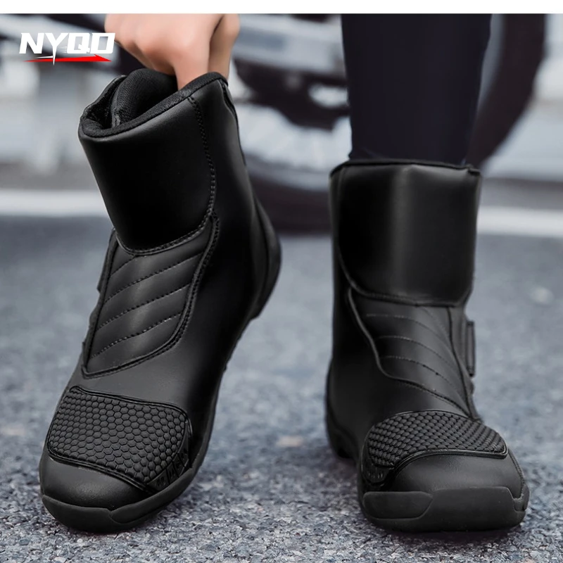 Men Women Waterproof Motorcycle Short Rally Boots 4 Seasons Motorbike Racing Moto Touring Riding Protective Boots