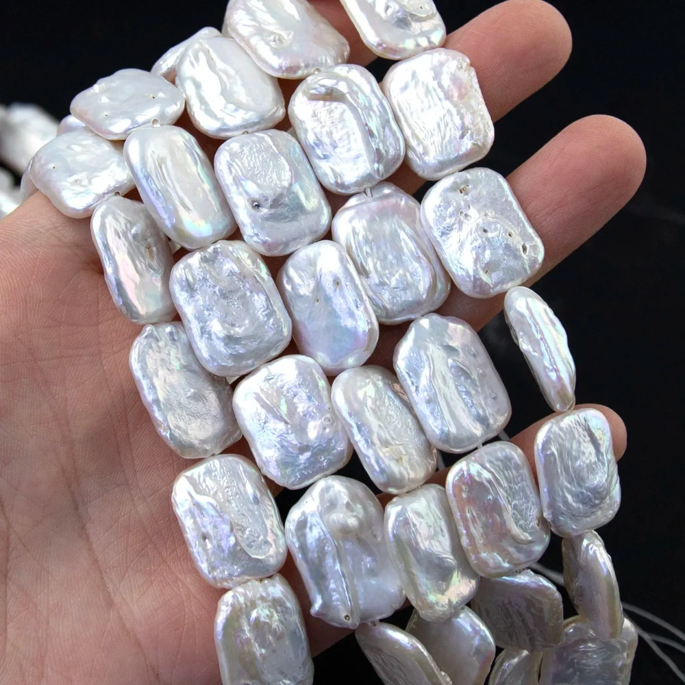 

1Strand 14x19mm Natural Freshwater Pearl Rectangular Beads for Jewelry Making DIY Necklace Earrings Bracelets Accessories