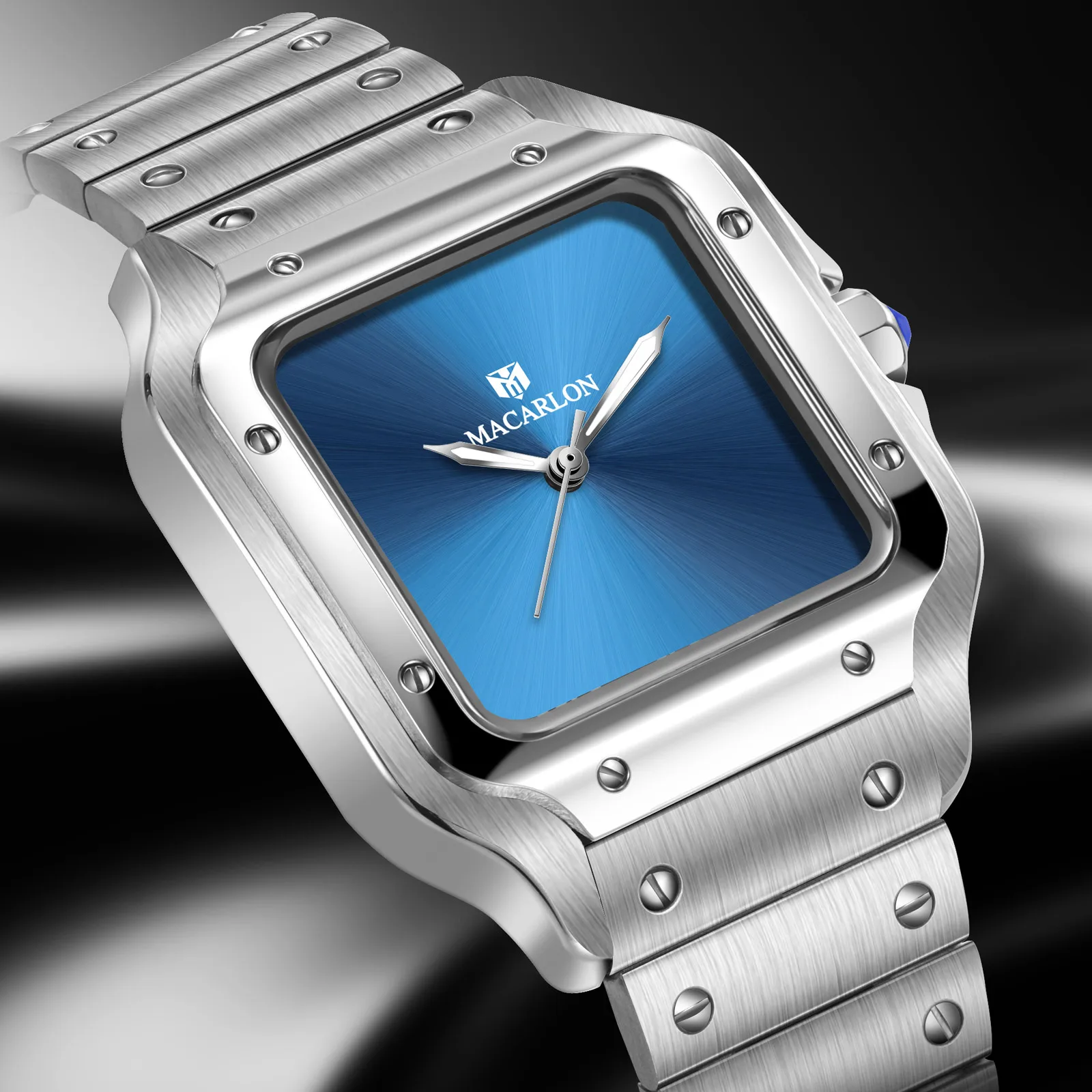 2026 MACARLON Design New Solid Color Dial Mechanical Watch Men Stainless Steel Watch 100M Waterproof Automatic Men Watch Luxury