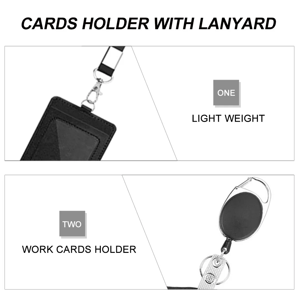 

PU Retractable ID Cards Holder Lanyard Zinc Alloy Lightweight Practical Long Use Portable Multi Function Work