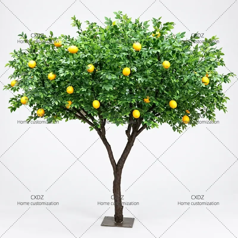Simulation Fruit Tree Orange Apple Persimmon Pomegranate Lemon Large Interior Decoration Set