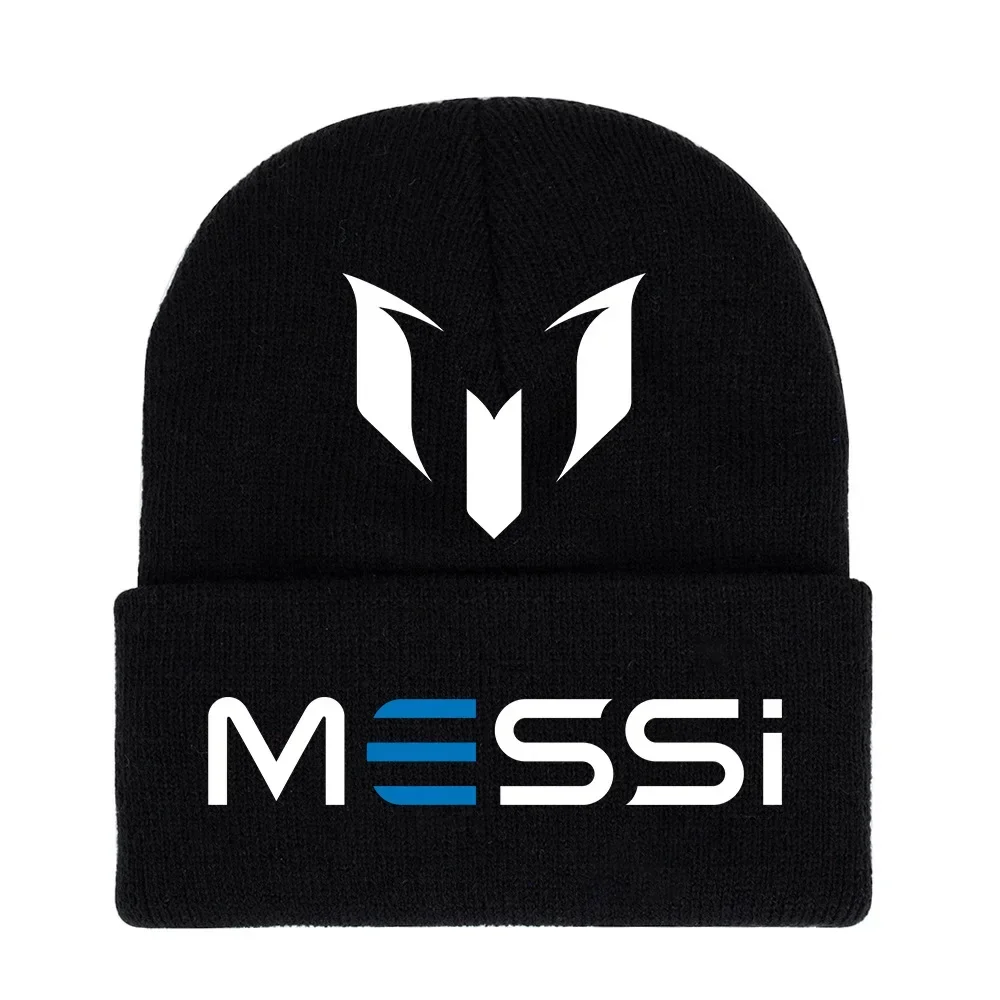 

MESSI Printed Knitted Hat Winter Casual Men and Women Daily Outgoing Warm Cap Black Beanie Skullies