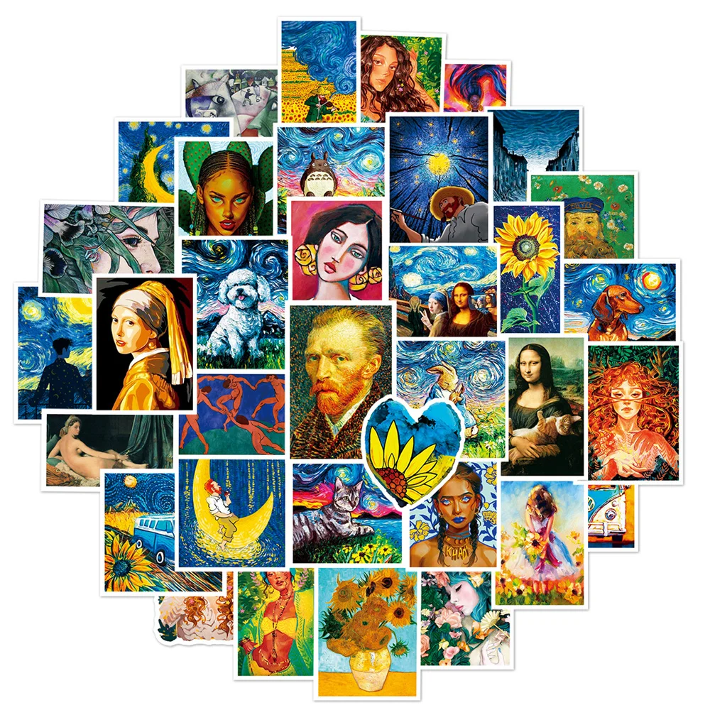 50PCS Europe and The United States Art Oil Painting Graffiti Waterproof Stickers Creative Personality Decoration Decals Toys