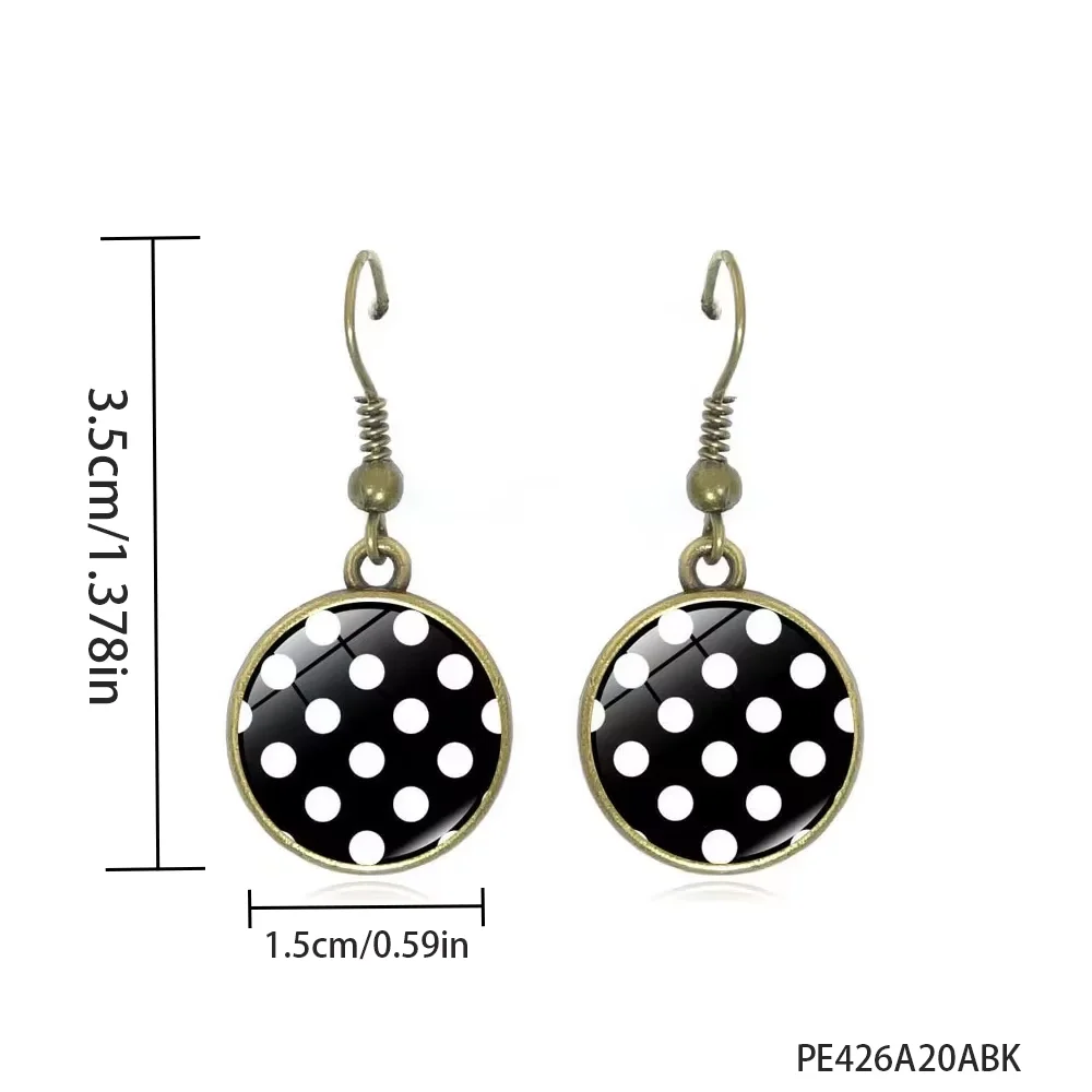 PESENAR Brincos pendentes de bolinhas pretas e brancas estilo anos 1950 para acessório de festa de fantasia retrô vintage