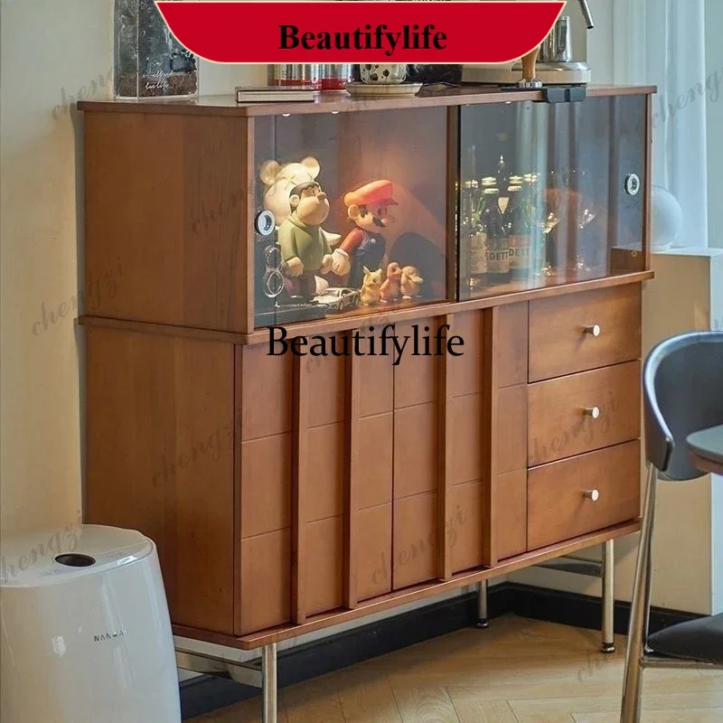 Restaurant Household Nordic Solid Wood Dining Side Cabinet Living Room Storage Glass Storage Dining Side Cabinet d178