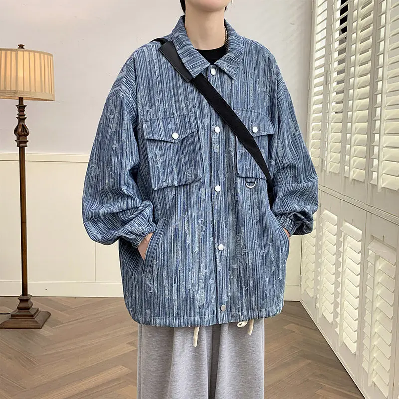 

M-8XL Large Size Denim Jacket Men's Spring Autumn New Lapel Sense of Design Outwear Youth Casual Fashionable Loose Outcoat 2024