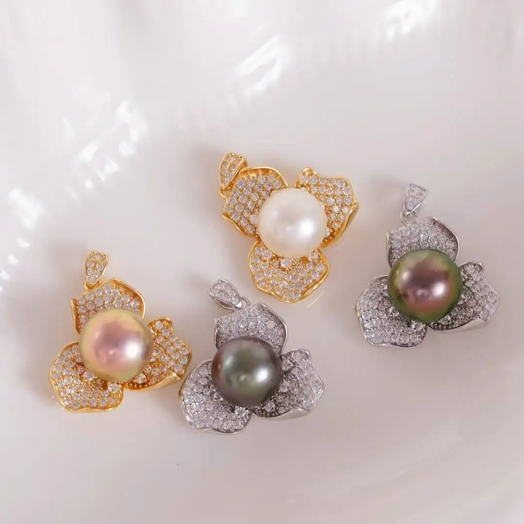 

Wholesale 925 Sterling Silver Pendant Mounts Base Findings Settings Mountings Jewelry Fittings for 11-12mm Pearls 3pcs/lot
