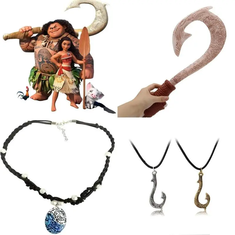 Moana: faca de anzol com luzes, música, armas maui, periféricos de anime, brinquedos cosplay infantis