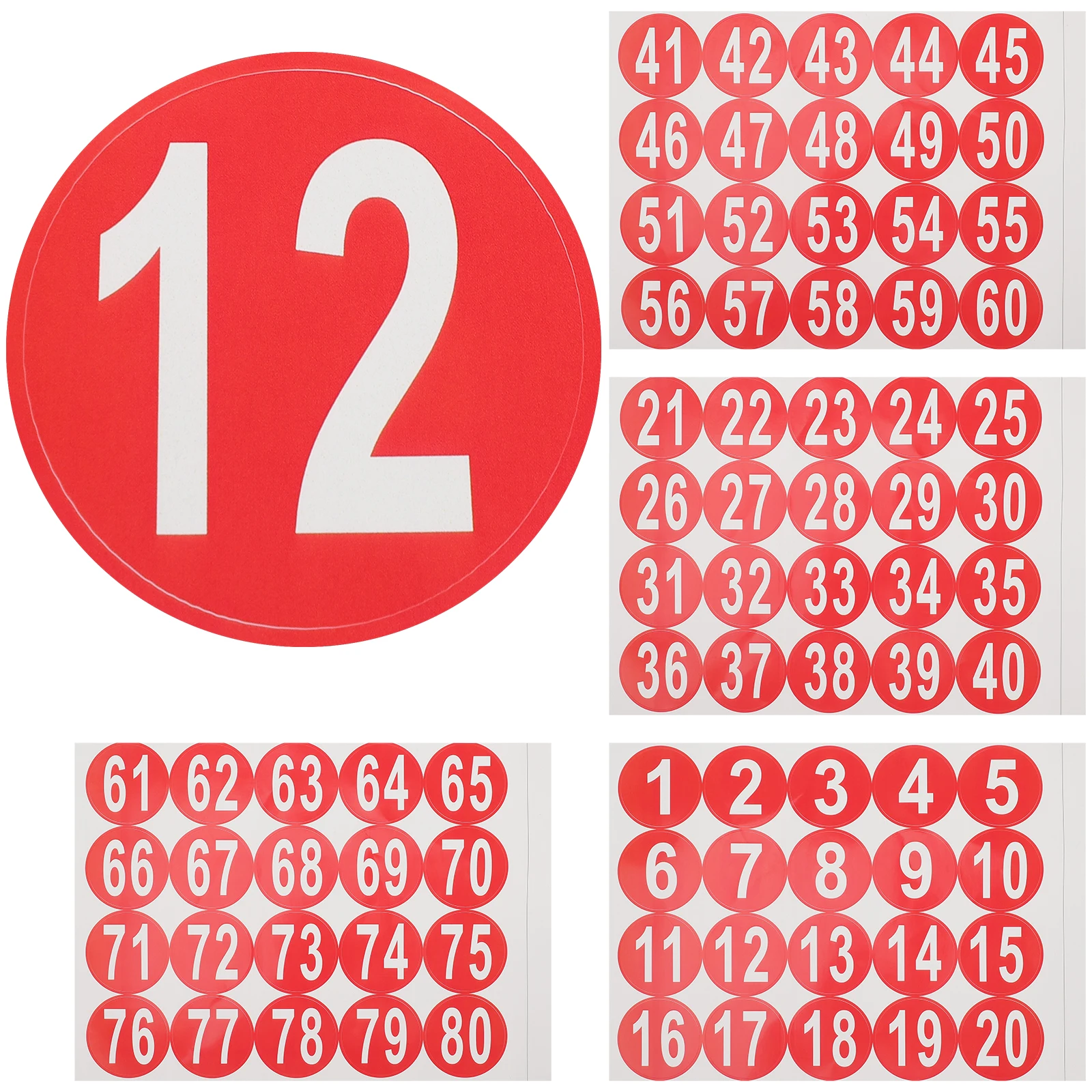 

4 Sheets 1-80 Number Stickers Classification Labels for Furniture Metal Glass Surfaces Adhesive Number Decals for Easy