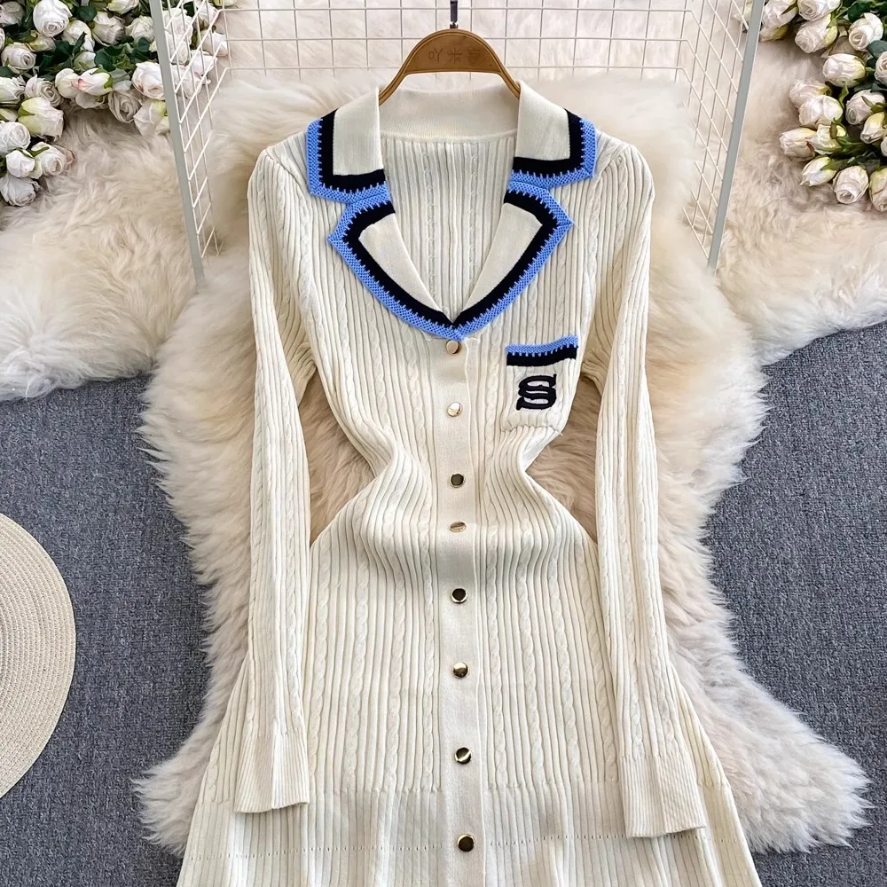 YuooMuoo 2024 ฤดูใบไม้ร่วงฤดูหนาวElegantถักเสื้อกันหนาวผู้หญิงแฟชั่นเย็บปักถักร้อยเสื้อแขนยาวชุดVestidos
