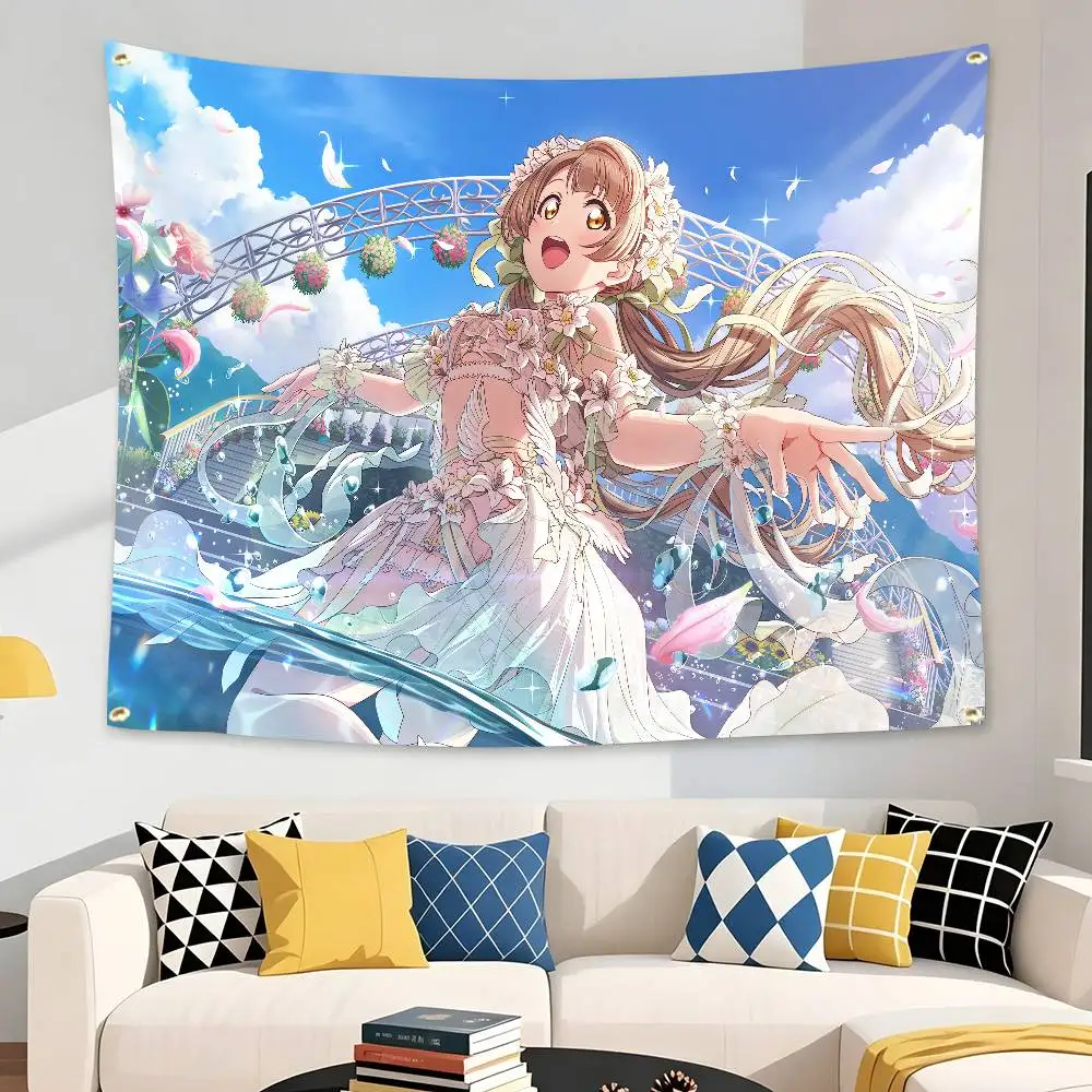 Birb Love-L K-Kotori Minami Flag Tapestry Banner for Bedroom Living Room Outdoor Camping Custom Supported