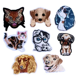 10pcs Embroidery Patches For Jeans Iron On patch Thermoadhesive Patches For Clothes Applique Stickers Dog Cat Logo