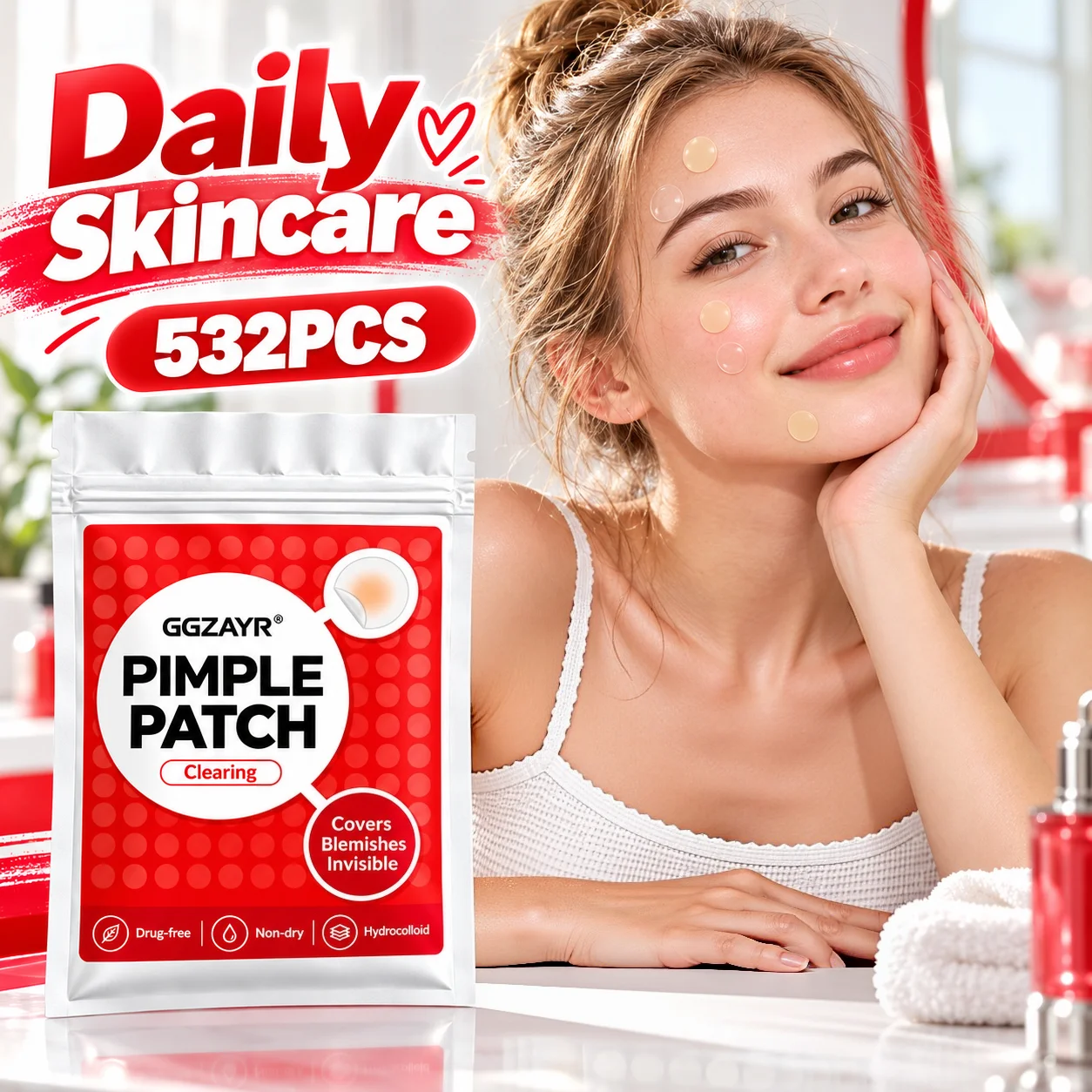 532PCS Hydrocolloid Pimple Patch Sheets Invisible Round Stickers Clear Face Care Adhesive Patch Bulk Beauty Set - view 3