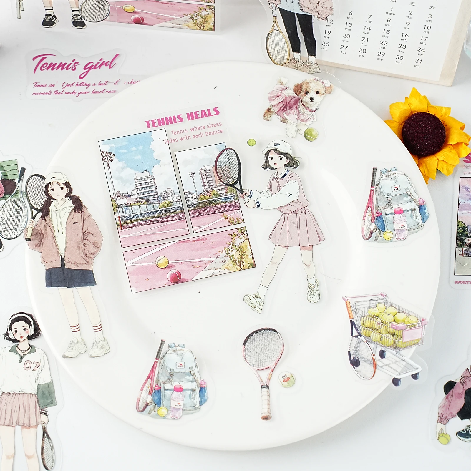 에토리 라이프 테니스 테마 저널 스티커, 노트북용 스포츠 소녀 재료 30개, 전화기 스티커, 여행가방, 방 장식, 스크랩북 용품, 체육 수업, 학용품, 장난감 스티커, DIY 공예품, 친구를 위한 선물