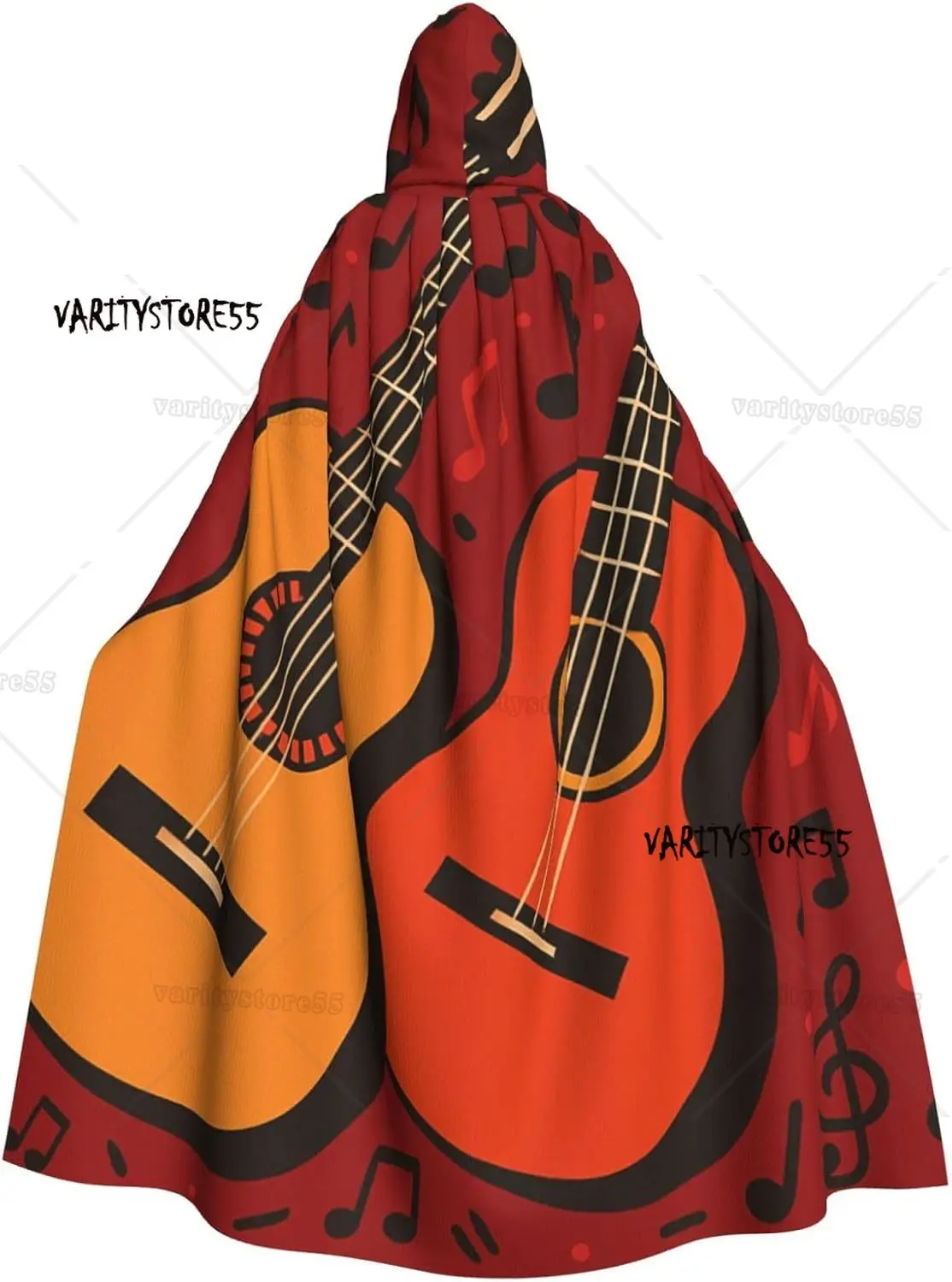 

Винтажная музыкальная гитара для взрослых, накидка с капюшоном ведьмы, костюм на Хэллоуин, плащ с капюшоном