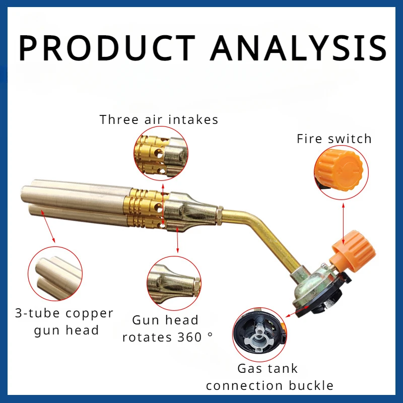 Soplete de soldadura Flame Gun Quemador de gas, Soplador de gas Soldadura Cobre puro Cocina, Barbacoa, Pistola de Encendido automático, Hornear a