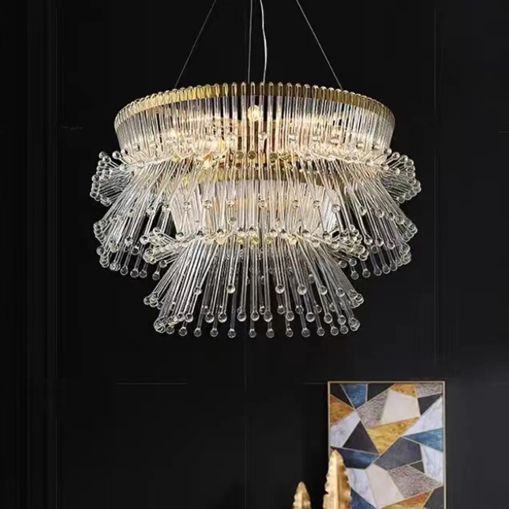 Modern Crystal Pendant Lamps American Luxury Chandelier Pendant Lights Fixture Hotel Home Villa Home Indoor Lighting Decoration