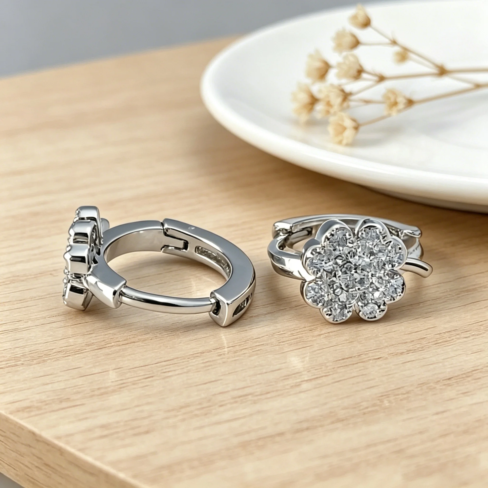 สีทองอ่อนต่างหูห่วงเพทายสำหรับ - Women Accessories For Wedding บทวิจารณ์และราคา