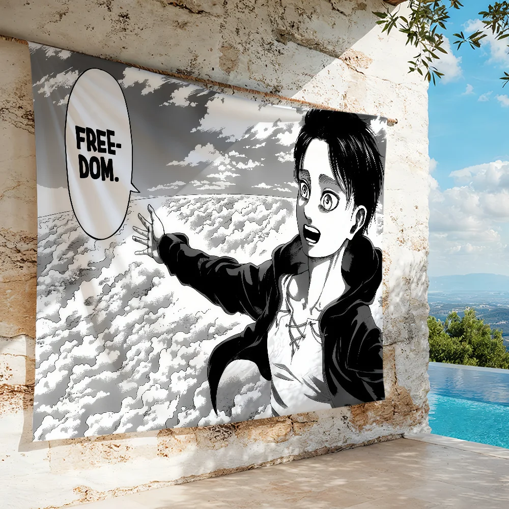 Art Eren Jaeger Freedom flag For Garden Party Living Room Home Wall Decor Banner Bedroom Outdoor Tapestry