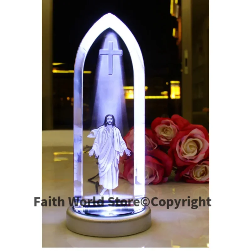 Special offer LARGE best gift Catholic Christianity Religious Jesus Christ Advent Rush God Blessing 3D Crystal Image statue