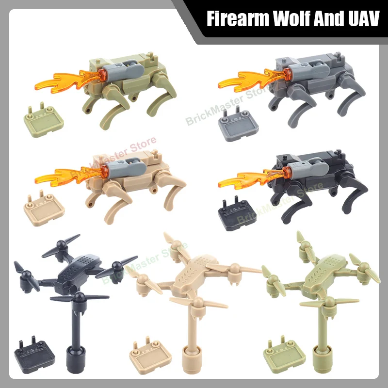 MOC City Remote Control Drone Building Blocks UAV Model DIY Mechanical Wolf Robot Recon Assembly Toy Educational Bricks Gifts
