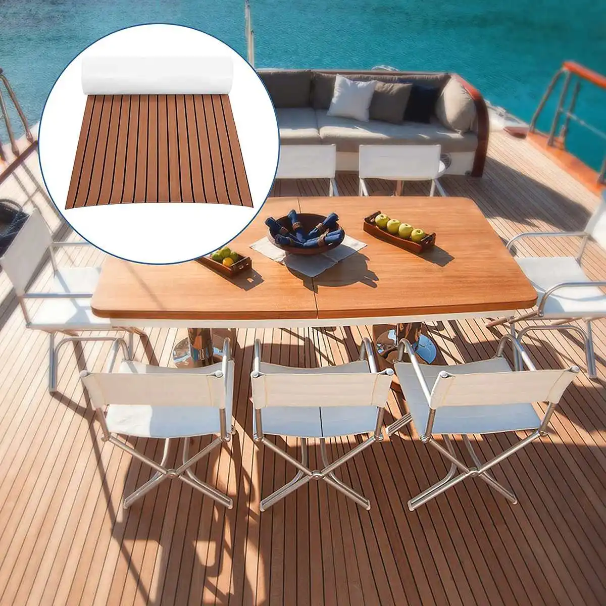 Self-Adhesive EVA Foam Faux Teak Boat Deck Mat Decking Foam Teak Decking Boat EVA Foam Floor Mat For Boat 1200mmx2400mmx5mm