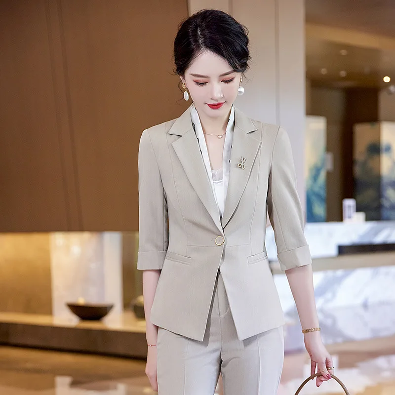 2024 New High end Professional Suit Women's Set Fashion Temperament Celebrity Work Suit Suit Flare Pants Formal Two Piece Set