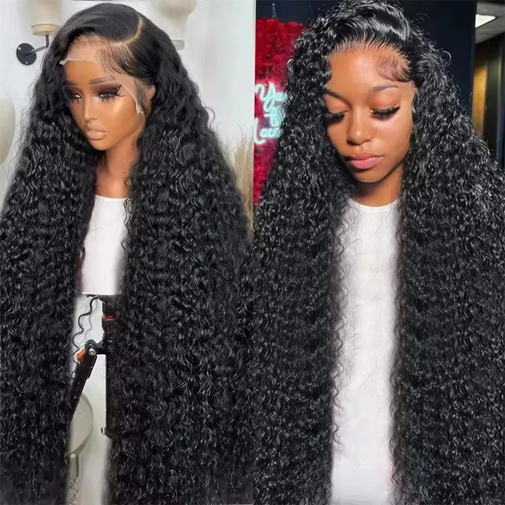 18-36 Inch Natural Deep Wave Wig 13x4 13x6 HD Lace Frontal Wig Human Hair 200% Density For Women