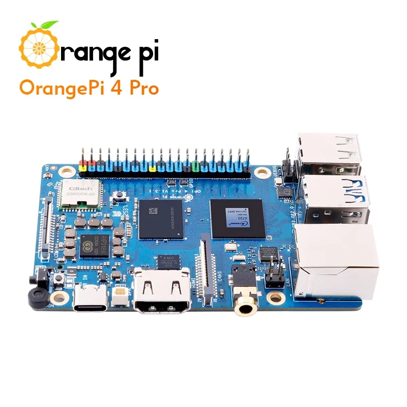 Orange Pi 4Pro 2GB/6GB/8GB/12GB LPDDR5 Dev Board Allwinner A733 Chip 3Tops NPU Wi-Fi6.0 + BT5.4 M.2 M-Key Slot Board Computer