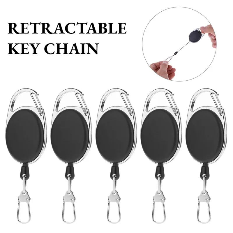 Retractable Keychain Badge Scroll ID Badge Holder Card Holder Backpack Lanyard Hiking Buckle Key Ring Retractable Tool