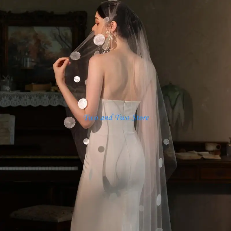 HX6F Elegant Wedding Veils With Sea Shell Decoration Bridal Shower Veils for Ceremony