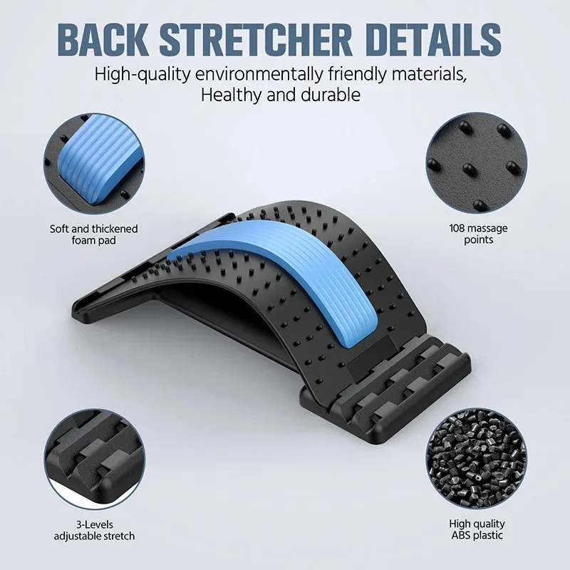 OREADEX Back Massage Muscle Relax Stretcher Posture Therapy Corrector Back Stretch Spine Stretcher Lumbar Support Pain Relief