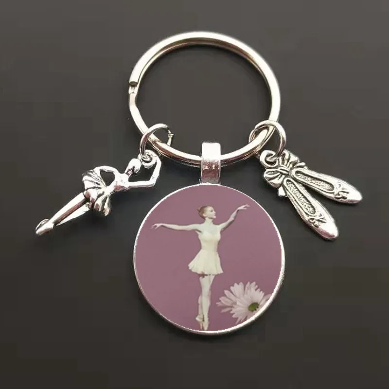 Ballerina Figure Silhouette Keychain Ballet Glass Pendant Charm Keychain Lover Gifts Customizable