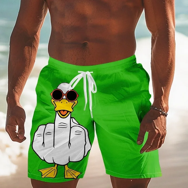 Summer 3D printed duck pattern printed beach shorts summer surf shorts children's swimming trunksmvx