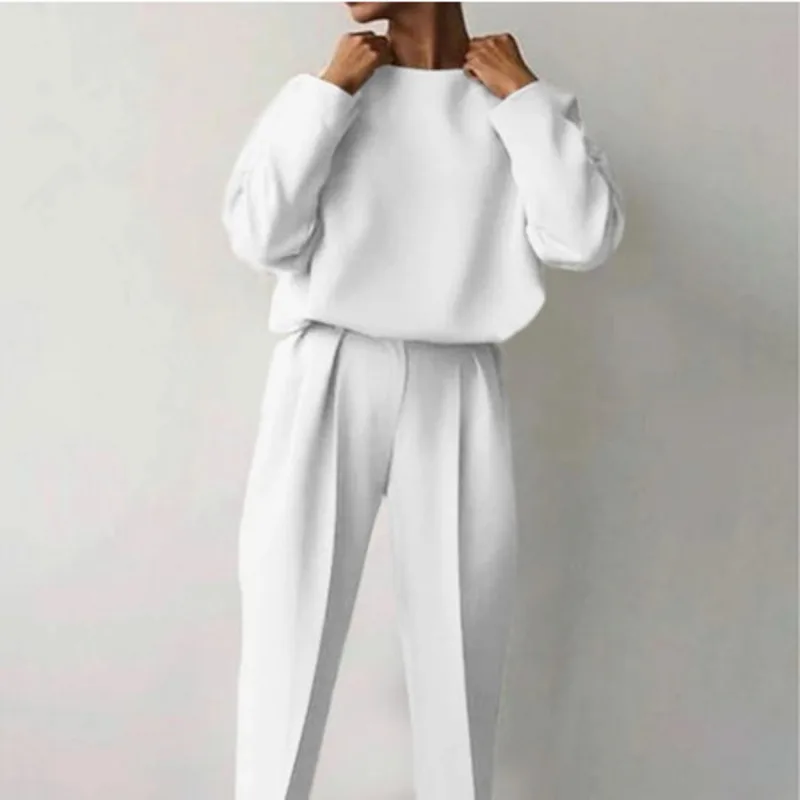 Autumn  Winter Women's New Suit Hoodie Pants Loose Solid Color Long Sleeve Casual Two-piece Set Temperament Elegant Home Commute