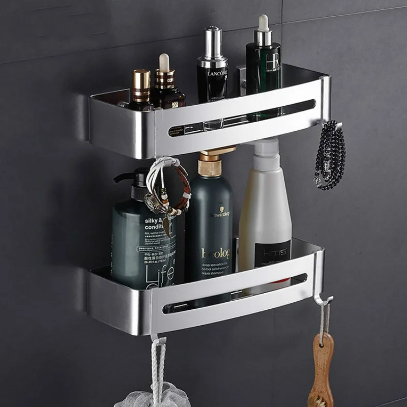 Bathroom Shelves Wall Mounted Aluminum Bathroom Soap Dish Shower Shelf Bath Shampoo Holder Corner Shelf