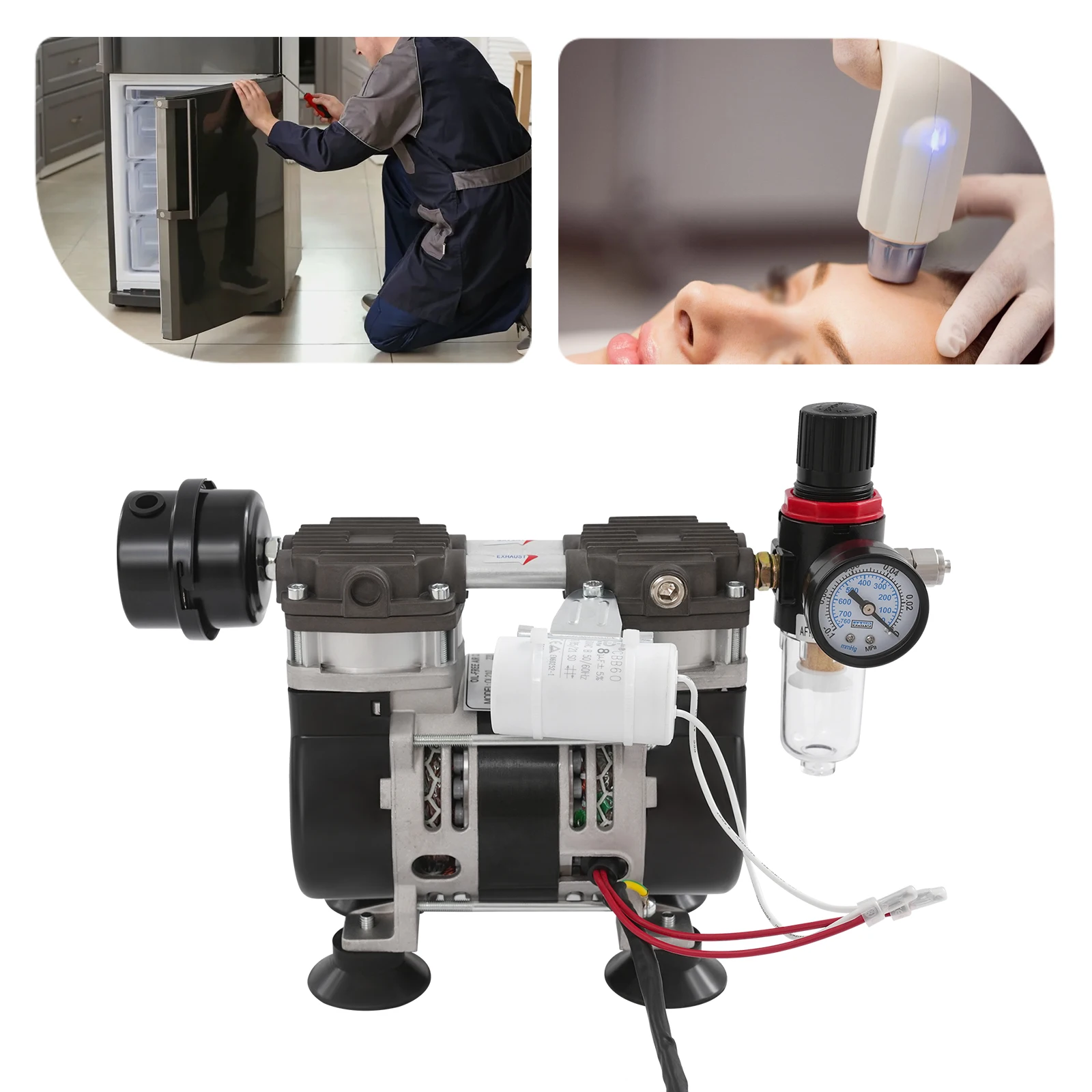 Freistehende 230W Labor-Vakuumpumpe aus Aluminiumguss OL210A Ölfreie Medizinische Geräuscharme Pumpe mit Kupferdrahtmotor und Luftfilter – Detail 6