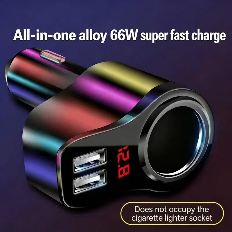 Three in One Cigarette Lighter Conversion Plug, Mobile Phone Fast Charging, Car Charger, Fast Charging, Car Multifunctional