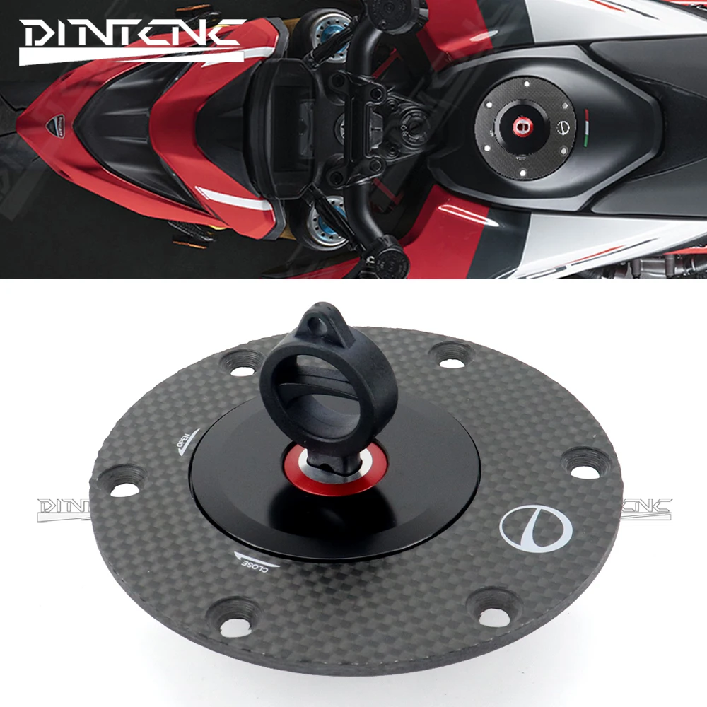 For DUCATI 950SP 2019-2023 HYPERMOTARD 950/SP Carbon Fiber Fuel Tank Cap CNC Quick Release Anti-Theft Lock Cover Kit Accessories