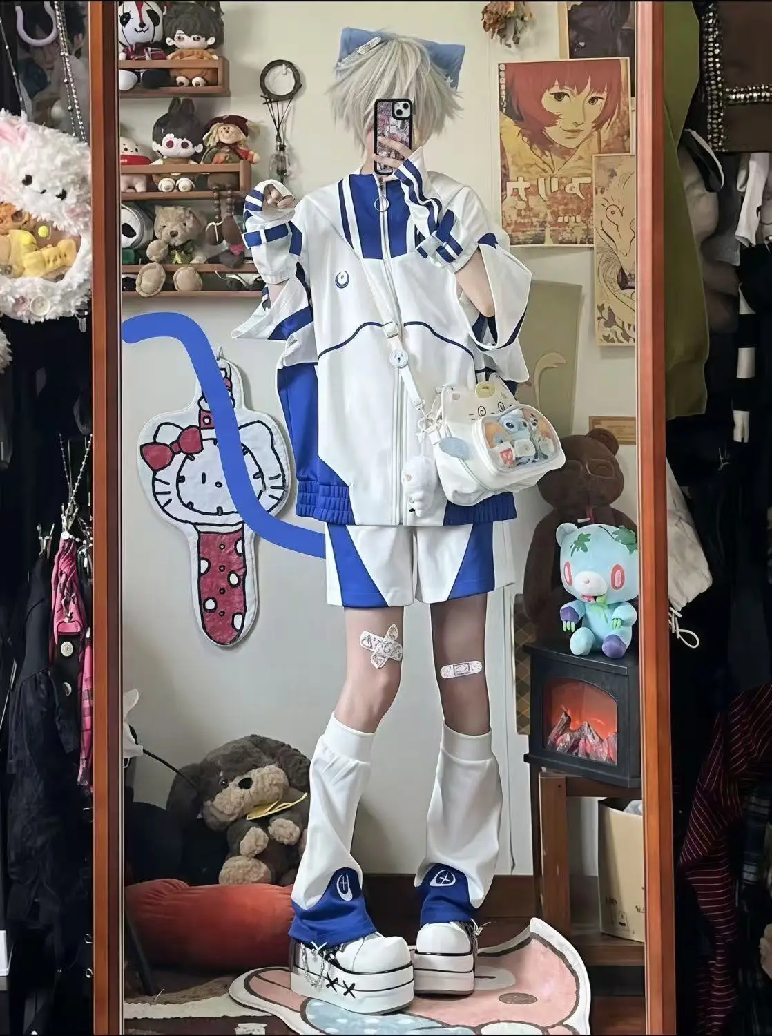 Conjunto de disfraz de Cosplay de estilo japonés de Anime, ropa deportiva con cuello levantado, pantalones cortos, mallas para Halloween y ropa de calle, 2026