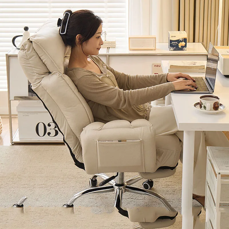 Cushion Vanity Office Chair Bedroom Comfortable Reading Study Student Office Chair Nordic Arm Sillas De Oficina Salon Furniture