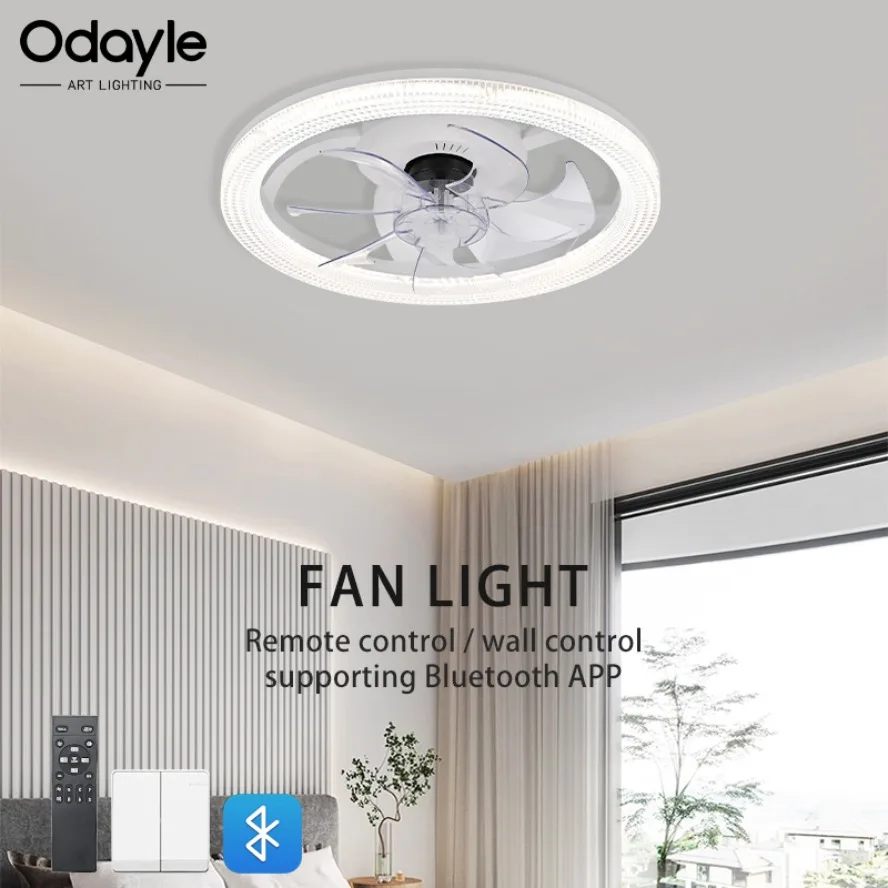 

Nordic LED New Ceiling Fan Light Simple White Intelligent APP Dimmable Indoor Lighting Living Room Bedroom Study Home Fan Light